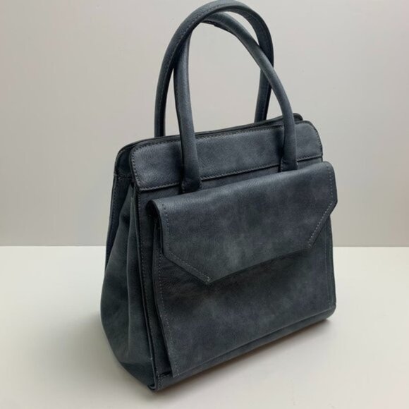 Urban Expressions Handbags - Urban Expressions Distressed Gray/Blue Certified Vegan Satchel